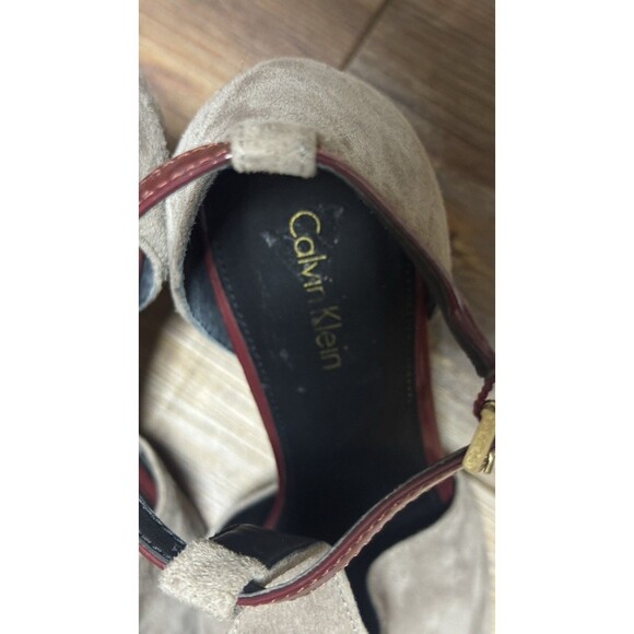 Calvin Klein Cherilyn T-Strap Pumps Suede Taupe Womens Size 11 Shoes $129 (3598) - Picture 6 of 7